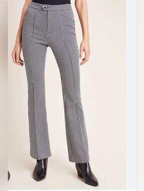 The Essential Trouser Anthropologie Black & White Houndstooth Flare Pants
